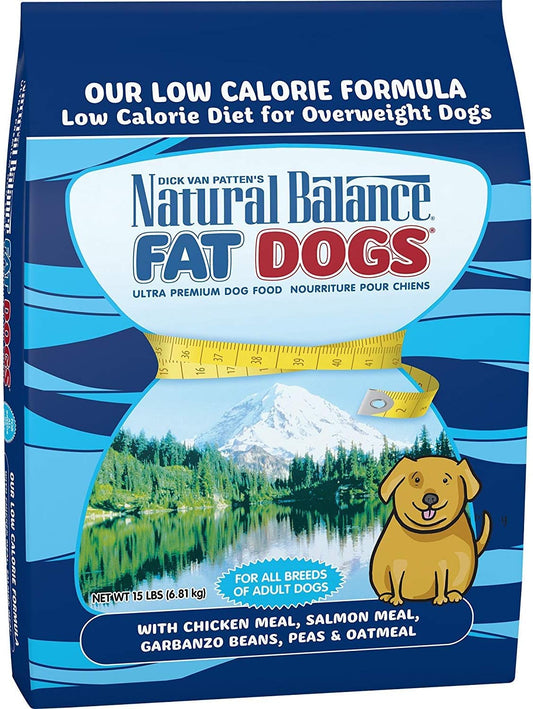 Fat Dogs Low Calorie Dry Dog Food, Chicken Meal, Salmon Meal, Garbanzo Beans, Peas & Oatmeal, 15 Pounds (Packaging May Vary)
