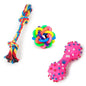 4 Pcs Dog Toys Pet Ball Bone Rope Squeaky Plush Toys Kit Puppy Lnteractive Molar Chewing Toy for Small Large Dogs Pug Supplies