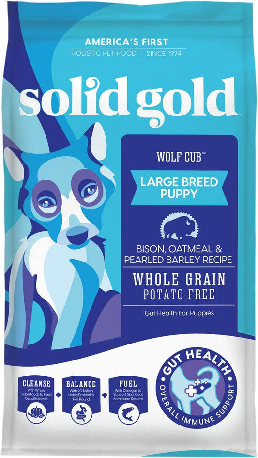 Large Breed Puppy Food - Made with Real Bison, Oatmeal & Pearled Barley - Wolf Cub Whole Grain Puppy Food for Large Breed to Promote Healthy Growth and Balanced Nutrition