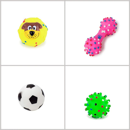 4 Pcs Dog Toys Pet Ball Bone Rope Squeaky Plush Toys Kit Puppy Lnteractive Molar Chewing Toy for Small Large Dogs Pug Supplies