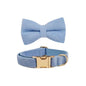 Blue Corduroy Dog Collar and Leash Set for Dogs Custom Engraved Nameplate Pet Supplies Dog Leash Corduroy08